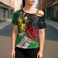 Wales Saint David's Day Cross Shoulder Shirt Cymru Am Byth Welsh Dragon - Wonder Print Shop
