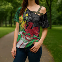 Wales Saint David's Day Cross Shoulder Shirt Cymru Am Byth Welsh Dragon - Wonder Print Shop