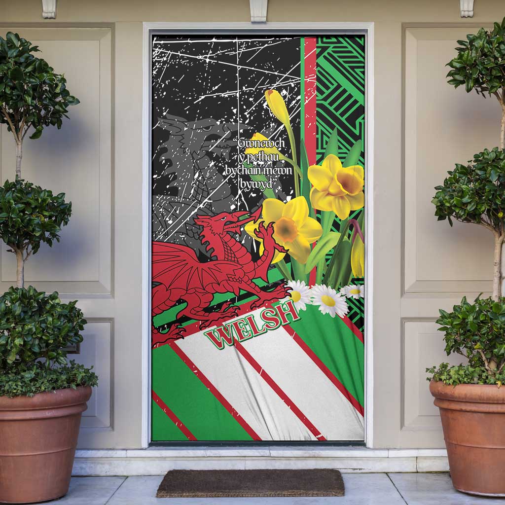 Wales Saint David's Day Door Cover Cymru Am Byth Welsh Dragon - Wonder Print Shop