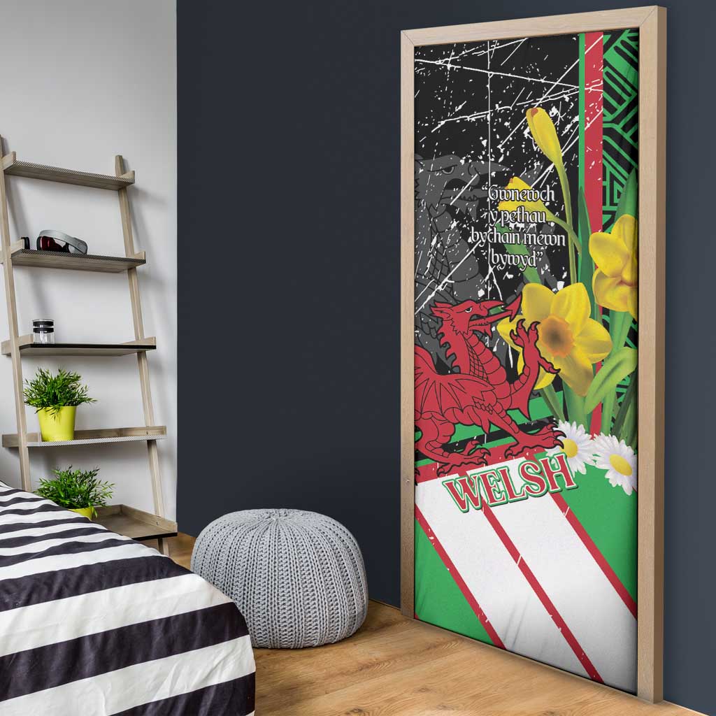 Wales Saint David's Day Door Cover Cymru Am Byth Welsh Dragon - Wonder Print Shop