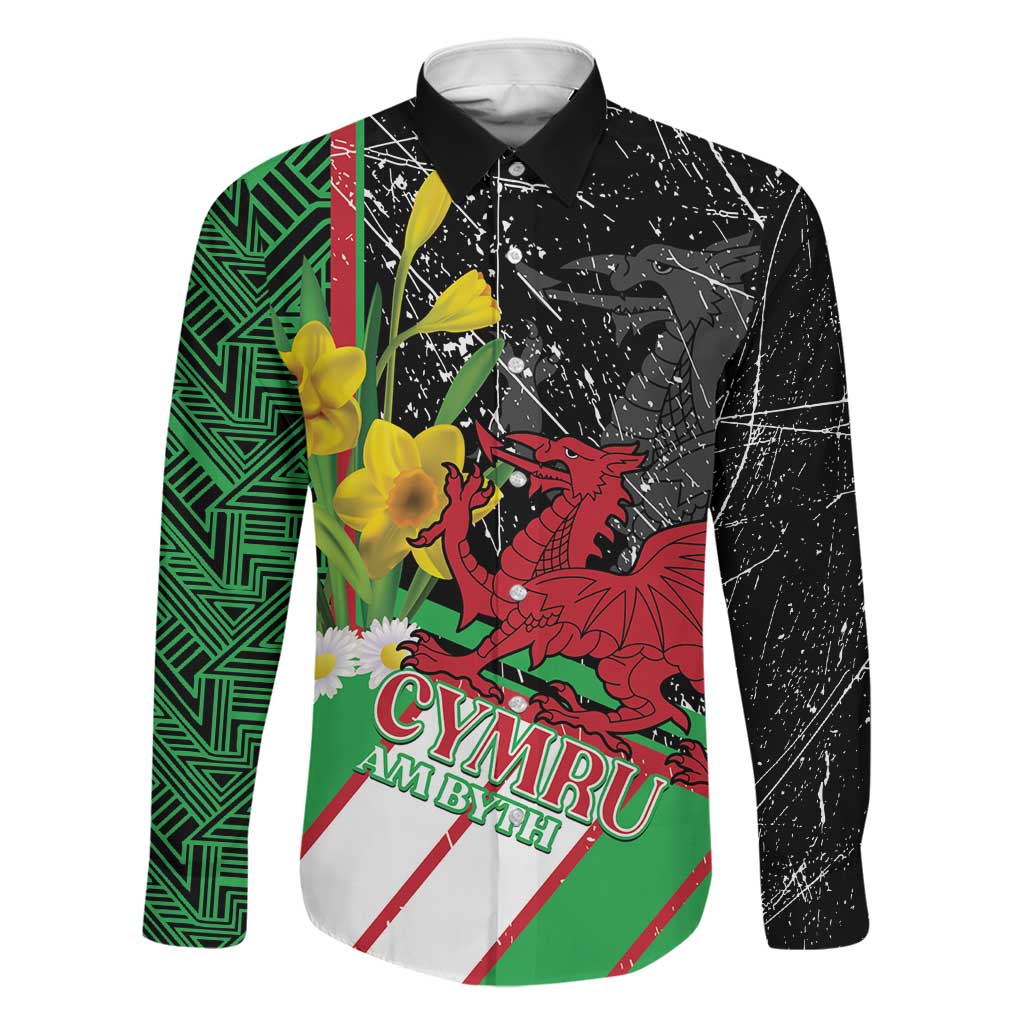 Wales Saint David's Day Family Matching Long Sleeve Bodycon Dress and Hawaiian Shirt Cymru Am Byth Welsh Dragon - Wonder Print Shop
