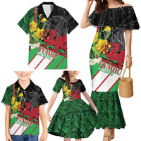 Wales Saint David's Day Family Matching Mermaid Dress and Hawaiian Shirt Cymru Am Byth Welsh Dragon - Wonder Print Shop