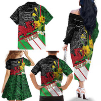 Wales Saint David's Day Family Matching Off The Shoulder Long Sleeve Dress and Hawaiian Shirt Cymru Am Byth Welsh Dragon - Wonder Print Shop