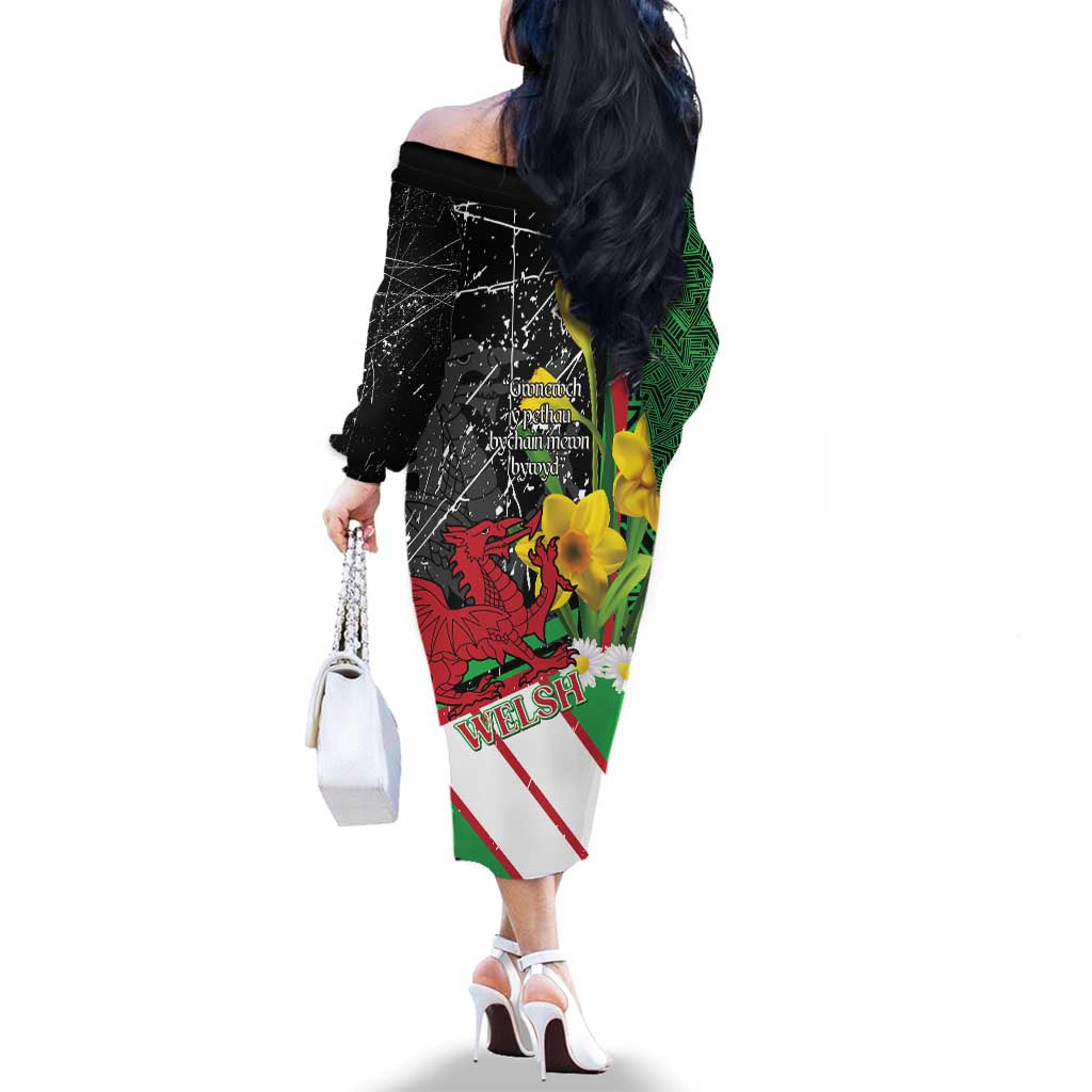 Wales Saint David's Day Family Matching Off The Shoulder Long Sleeve Dress and Hawaiian Shirt Cymru Am Byth Welsh Dragon - Wonder Print Shop