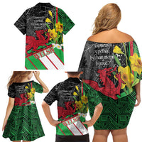 Wales Saint David's Day Family Matching Off Shoulder Short Dress and Hawaiian Shirt Cymru Am Byth Welsh Dragon - Wonder Print Shop