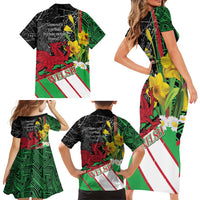 Wales Saint David's Day Family Matching Short Sleeve Bodycon Dress and Hawaiian Shirt Cymru Am Byth Welsh Dragon - Wonder Print Shop