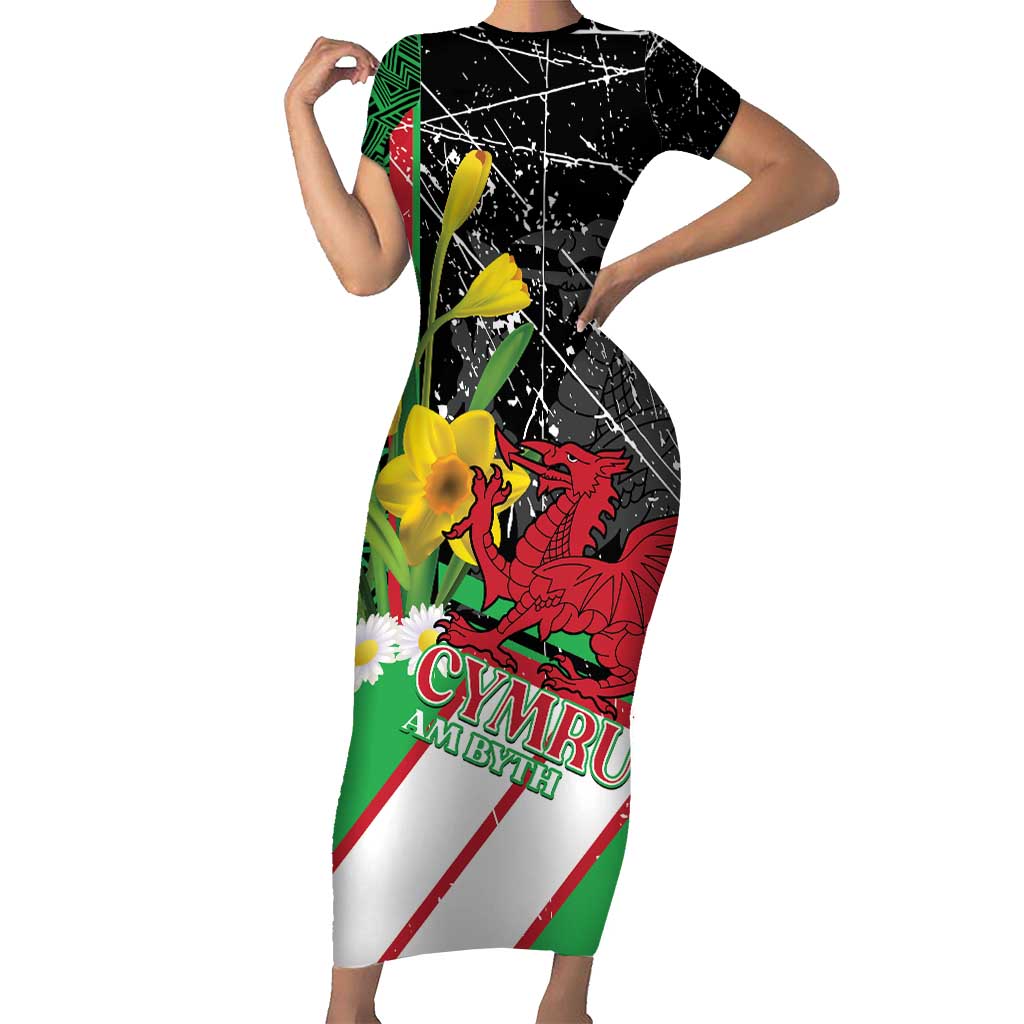 Wales Saint David's Day Family Matching Short Sleeve Bodycon Dress and Hawaiian Shirt Cymru Am Byth Welsh Dragon - Wonder Print Shop