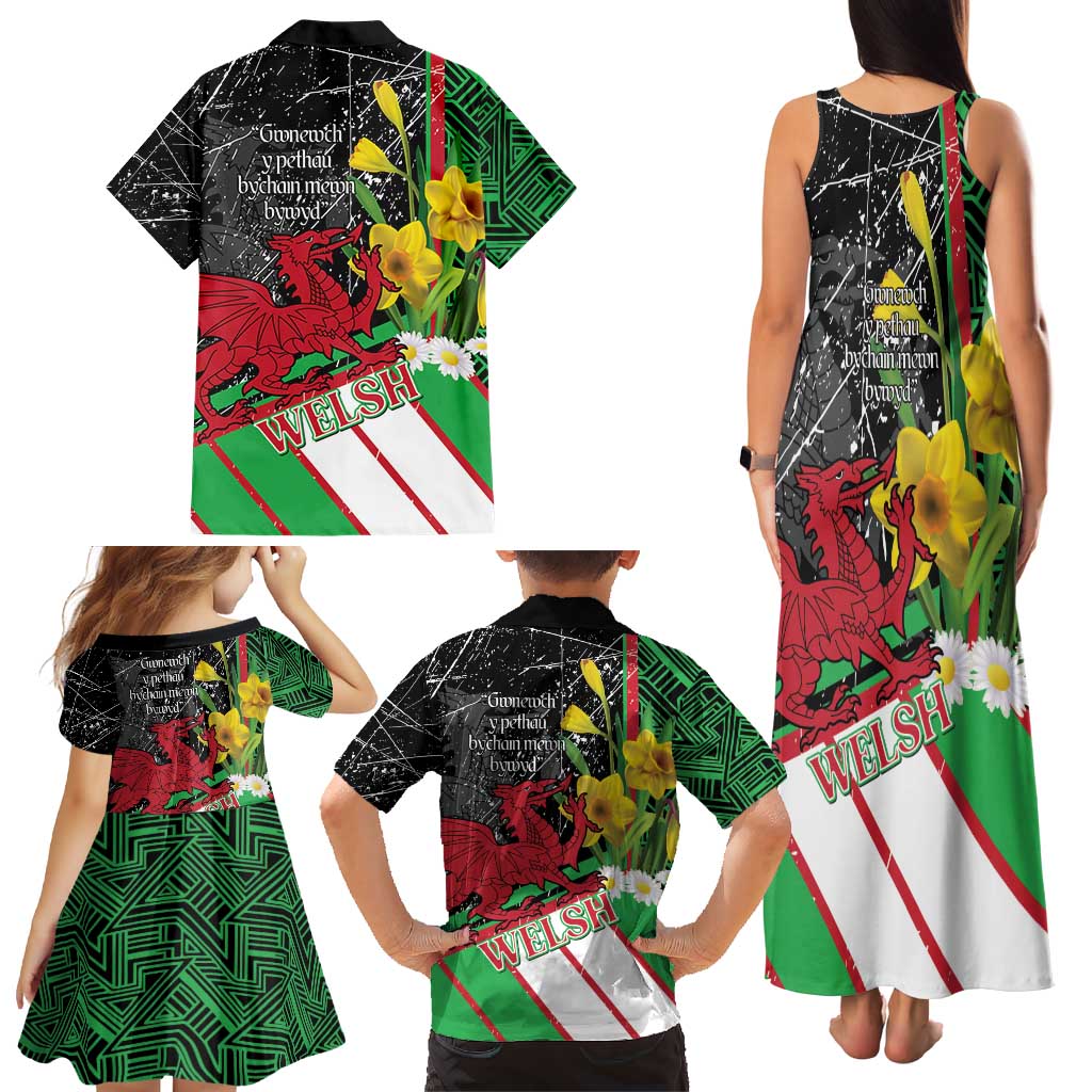 Wales Saint David's Day Family Matching Tank Maxi Dress and Hawaiian Shirt Cymru Am Byth Welsh Dragon - Wonder Print Shop