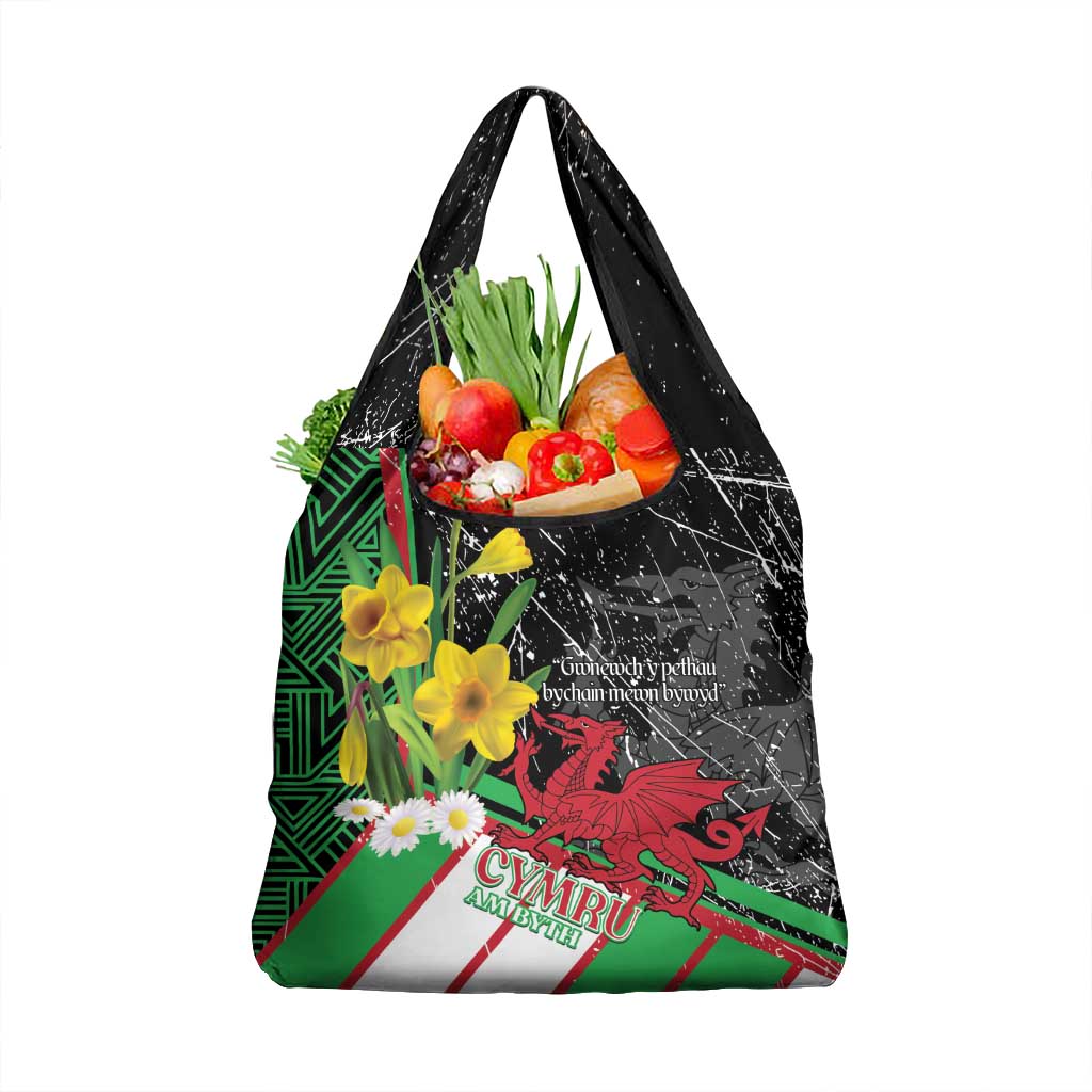 Wales Saint David's Day Grocery Bag Cymru Am Byth Welsh Dragon - Wonder Print Shop