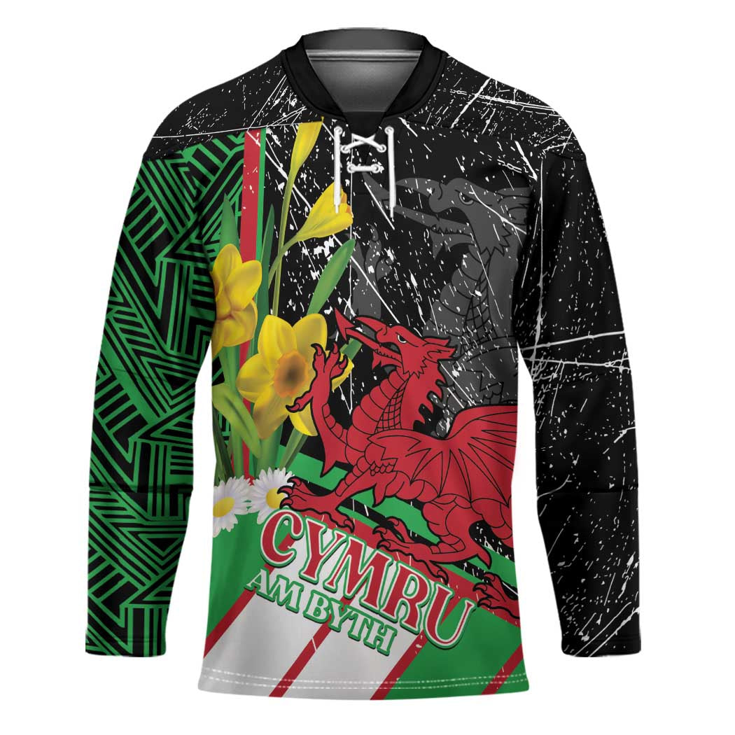 Wales Saint David's Day Hockey Jersey Cymru Am Byth Welsh Dragon - Wonder Print Shop