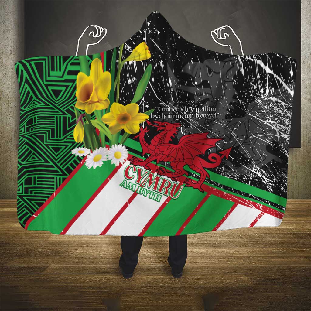 Wales Saint David's Day Hooded Blanket Cymru Am Byth Welsh Dragon - Wonder Print Shop
