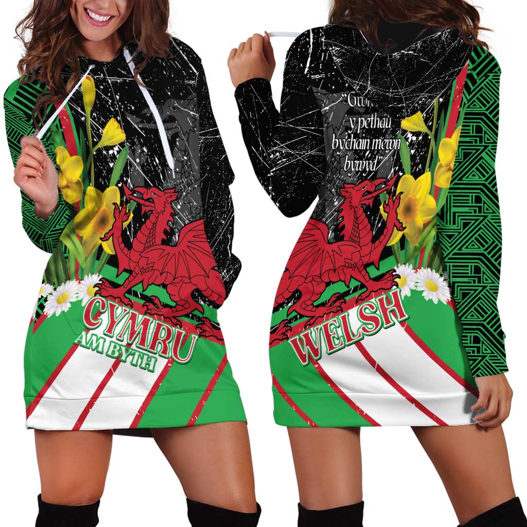 Wales Saint David's Day Hoodie Dress Cymru Am Byth Welsh Dragon - Wonder Print Shop