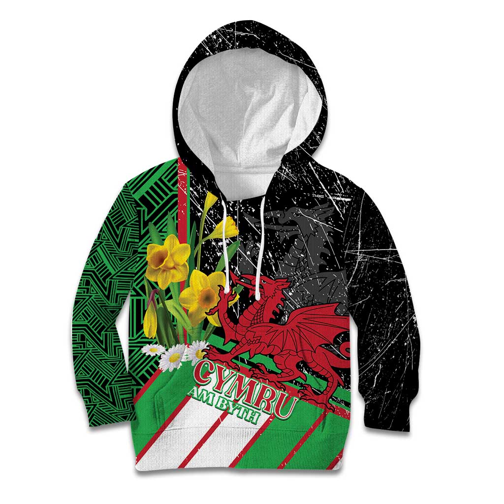 Wales Saint David's Day Kid Hoodie Cymru Am Byth Welsh Dragon - Wonder Print Shop