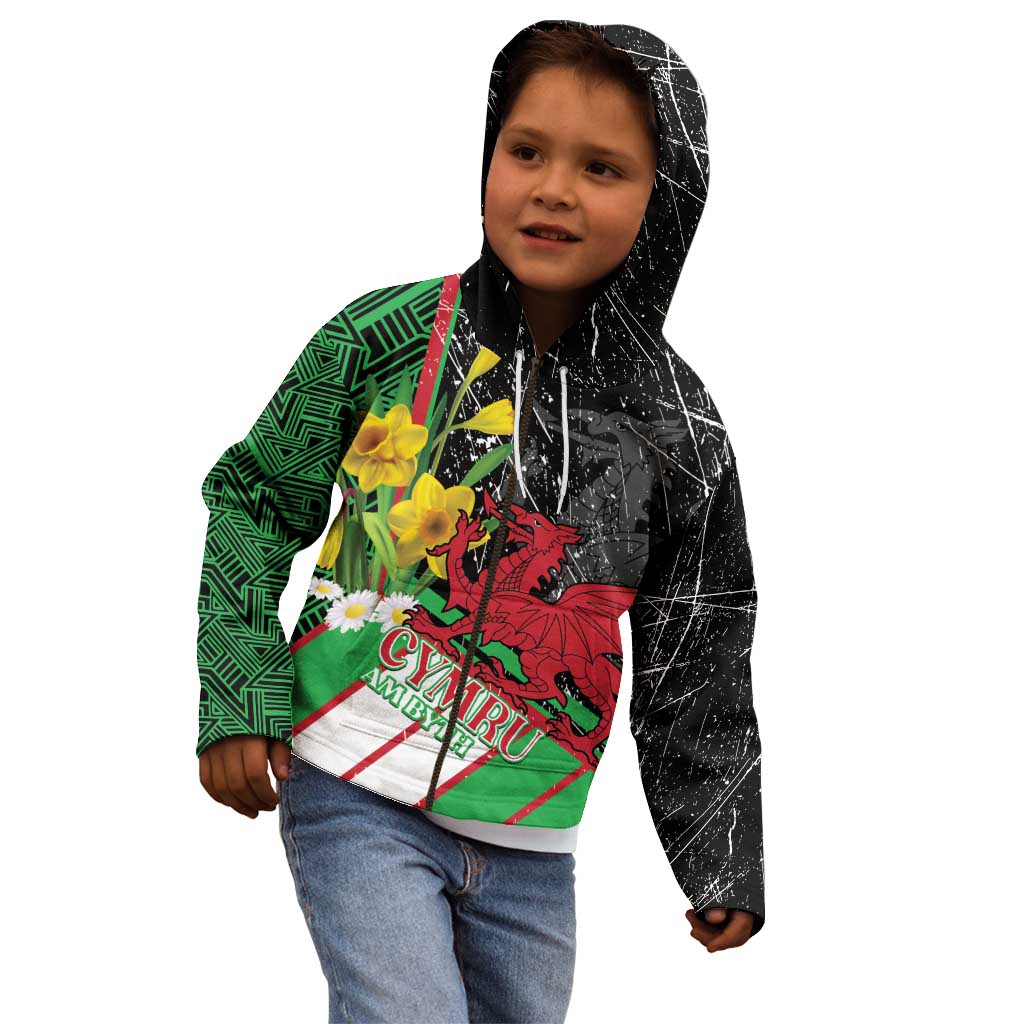 Wales Saint David's Day Kid Hoodie Cymru Am Byth Welsh Dragon - Wonder Print Shop
