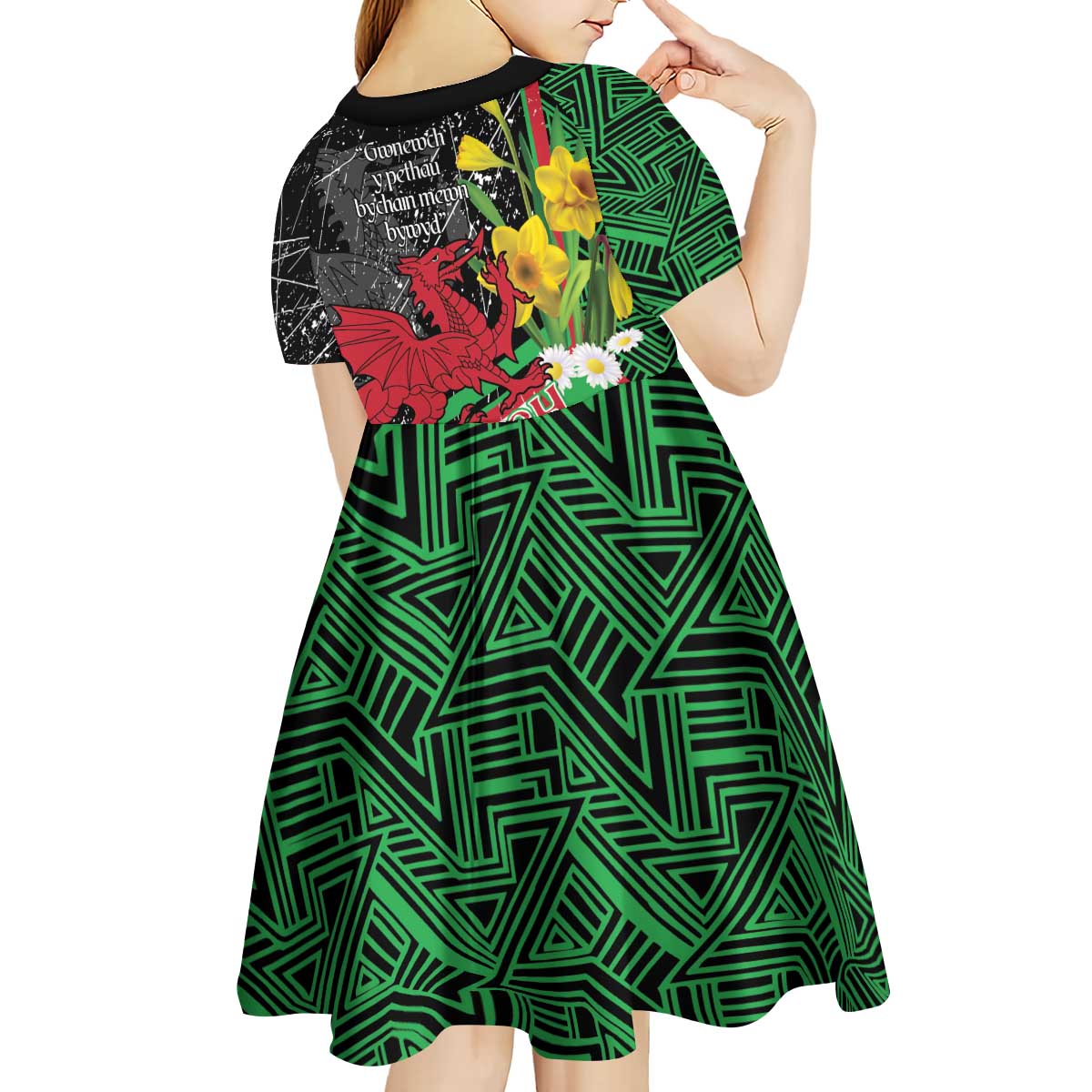 Wales Saint David's Day Kid Short Sleeve Dress Cymru Am Byth Welsh Dragon - Wonder Print Shop