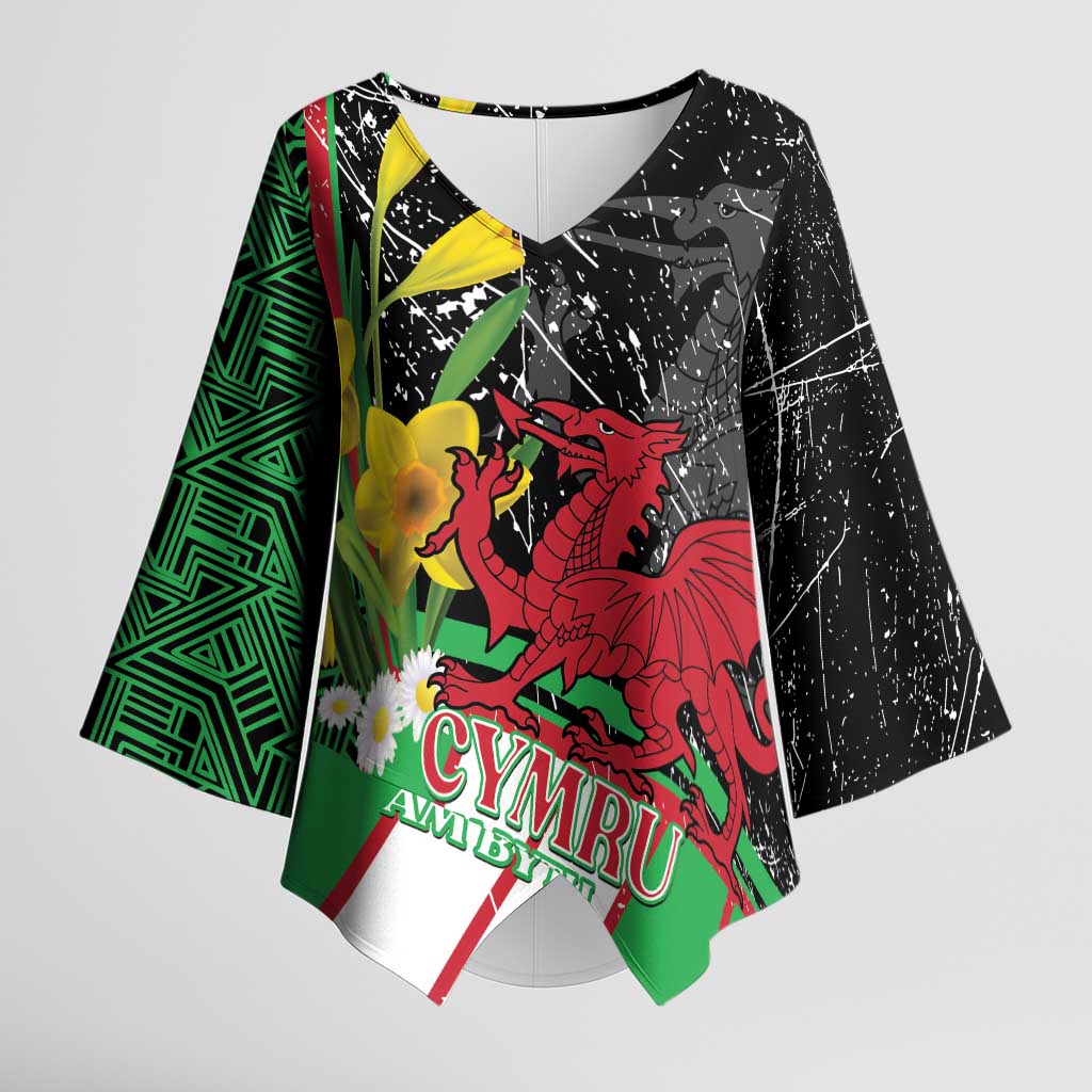Wales Saint David's Day Kimono Sleeve Blouse Cymru Am Byth Welsh Dragon - Wonder Print Shop