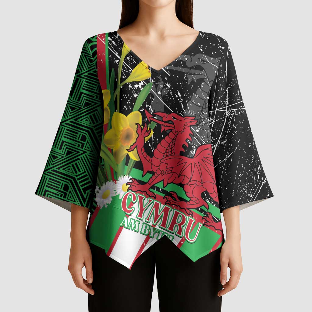 Wales Saint David's Day Kimono Sleeve Blouse Cymru Am Byth Welsh Dragon - Wonder Print Shop