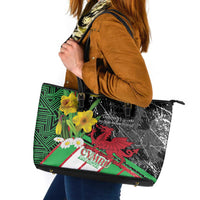 Wales Saint David's Day Leather Tote Bag Cymru Am Byth Welsh Dragon - Wonder Print Shop
