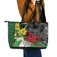 Wales Saint David's Day Leather Tote Bag Cymru Am Byth Welsh Dragon - Wonder Print Shop