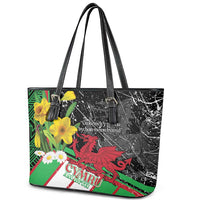 Wales Saint David's Day Leather Tote Bag Cymru Am Byth Welsh Dragon - Wonder Print Shop