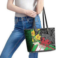 Wales Saint David's Day Leather Tote Bag Cymru Am Byth Welsh Dragon - Wonder Print Shop