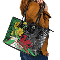 Wales Saint David's Day Leather Tote Bag Cymru Am Byth Welsh Dragon - Wonder Print Shop