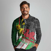 Wales Saint David's Day Long Sleeve Polo Shirt Cymru Am Byth Welsh Dragon - Wonder Print Shop