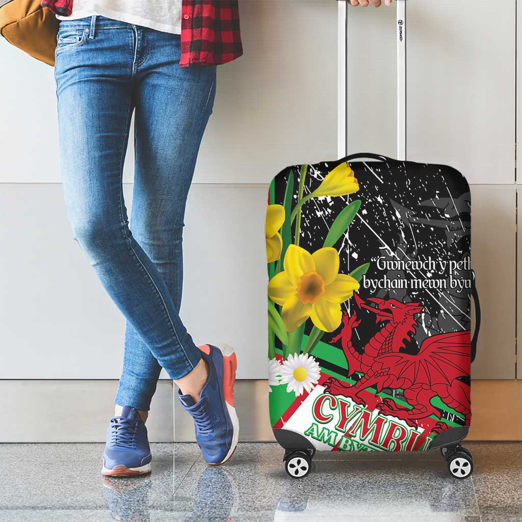 Wales Saint David's Day Luggage Cover Cymru Am Byth Welsh Dragon - Wonder Print Shop