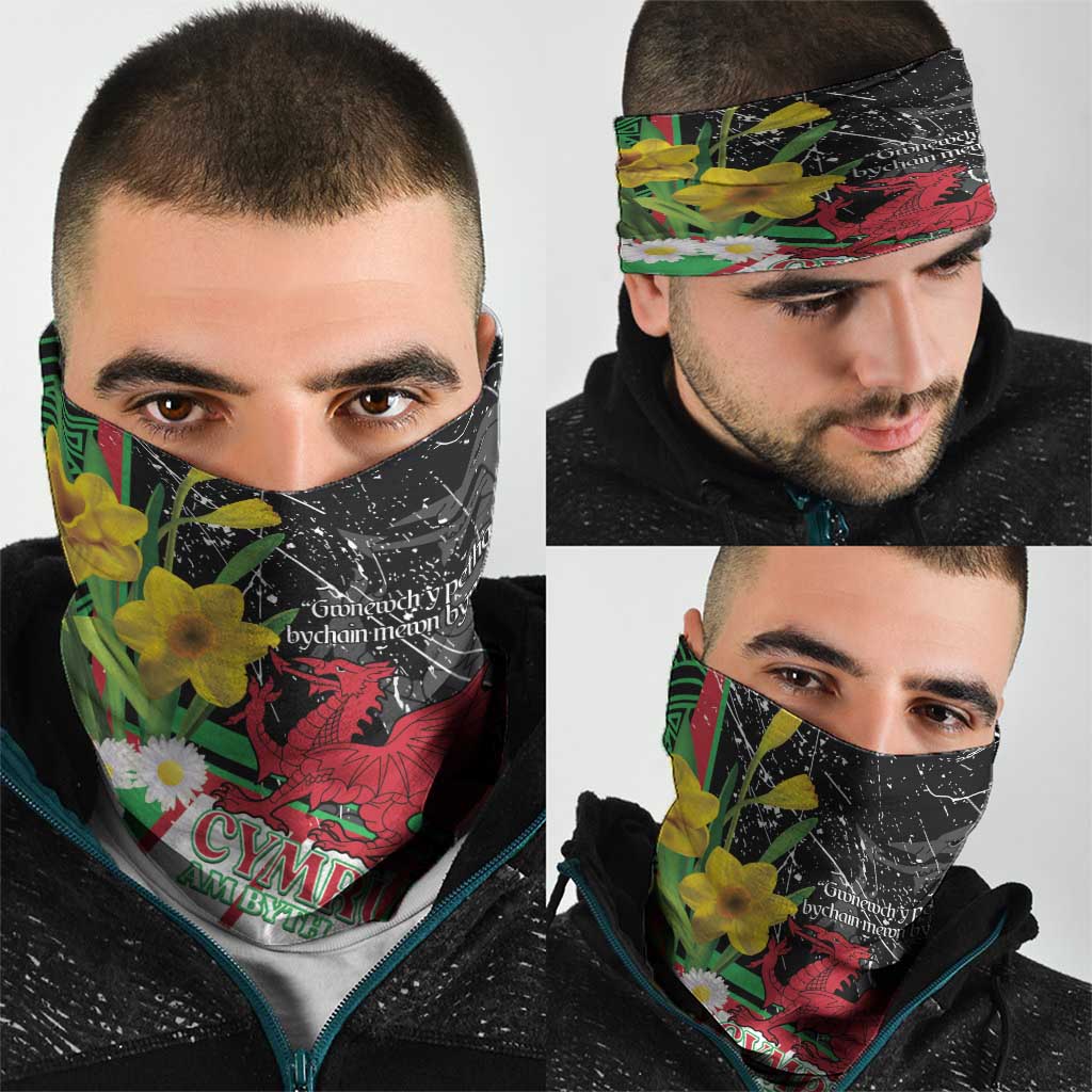 Wales Saint David's Day Neck Gaiter Cymru Am Byth Welsh Dragon - Wonder Print Shop