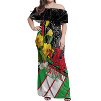 Wales Saint David's Day Off Shoulder Maxi Dress Cymru Am Byth Welsh Dragon - Wonder Print Shop