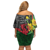 Wales Saint David's Day Off Shoulder Short Dress Cymru Am Byth Welsh Dragon - Wonder Print Shop