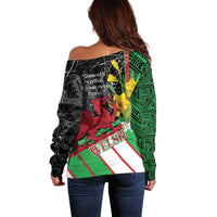Wales Saint David's Day Off Shoulder Sweater Cymru Am Byth Welsh Dragon - Wonder Print Shop