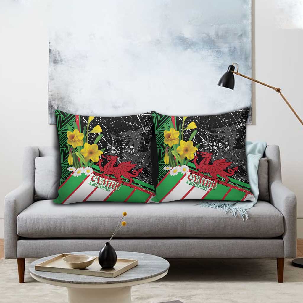 Wales Saint David's Day Pillow Cover Cymru Am Byth Welsh Dragon - Wonder Print Shop
