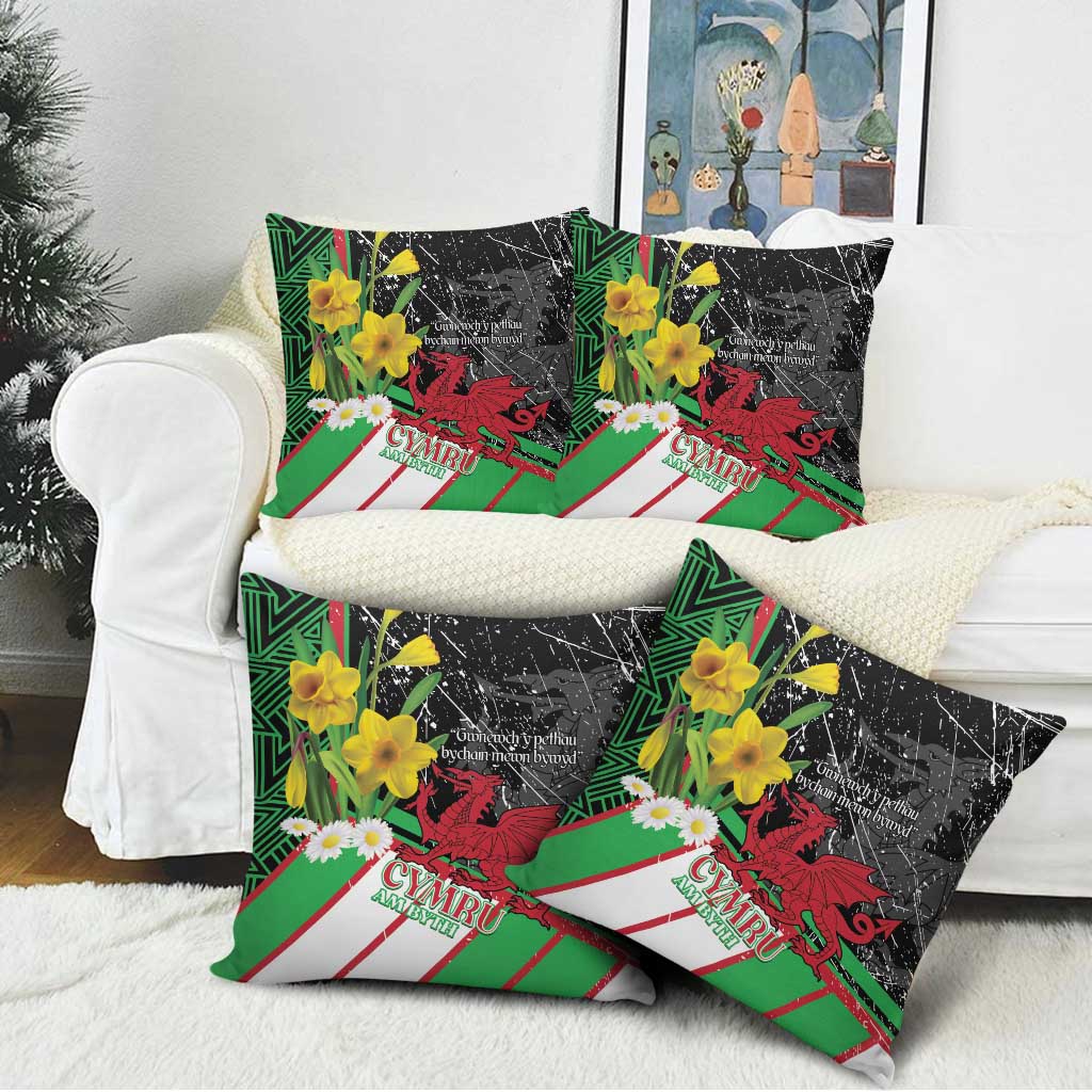 Wales Saint David's Day Pillow Cover Cymru Am Byth Welsh Dragon - Wonder Print Shop