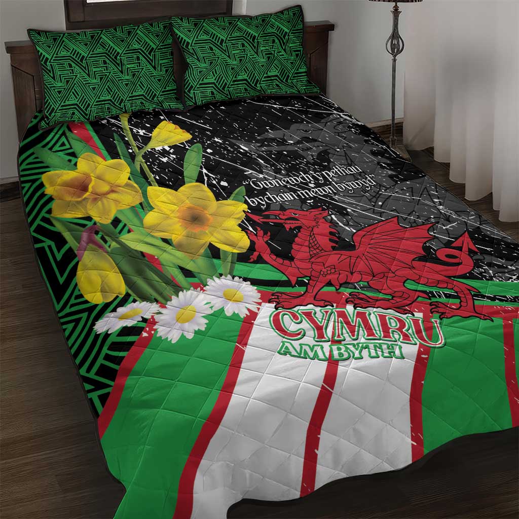 Wales Saint David's Day Quilt Bed Set Cymru Am Byth Welsh Dragon - Wonder Print Shop