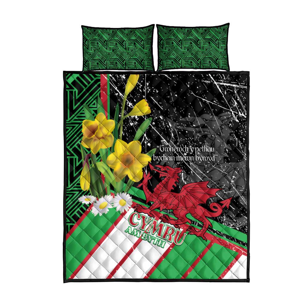 Wales Saint David's Day Quilt Bed Set Cymru Am Byth Welsh Dragon - Wonder Print Shop