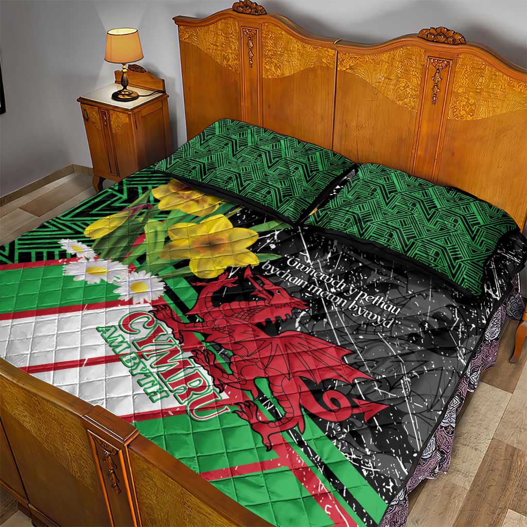 Wales Saint David's Day Quilt Bed Set Cymru Am Byth Welsh Dragon - Wonder Print Shop