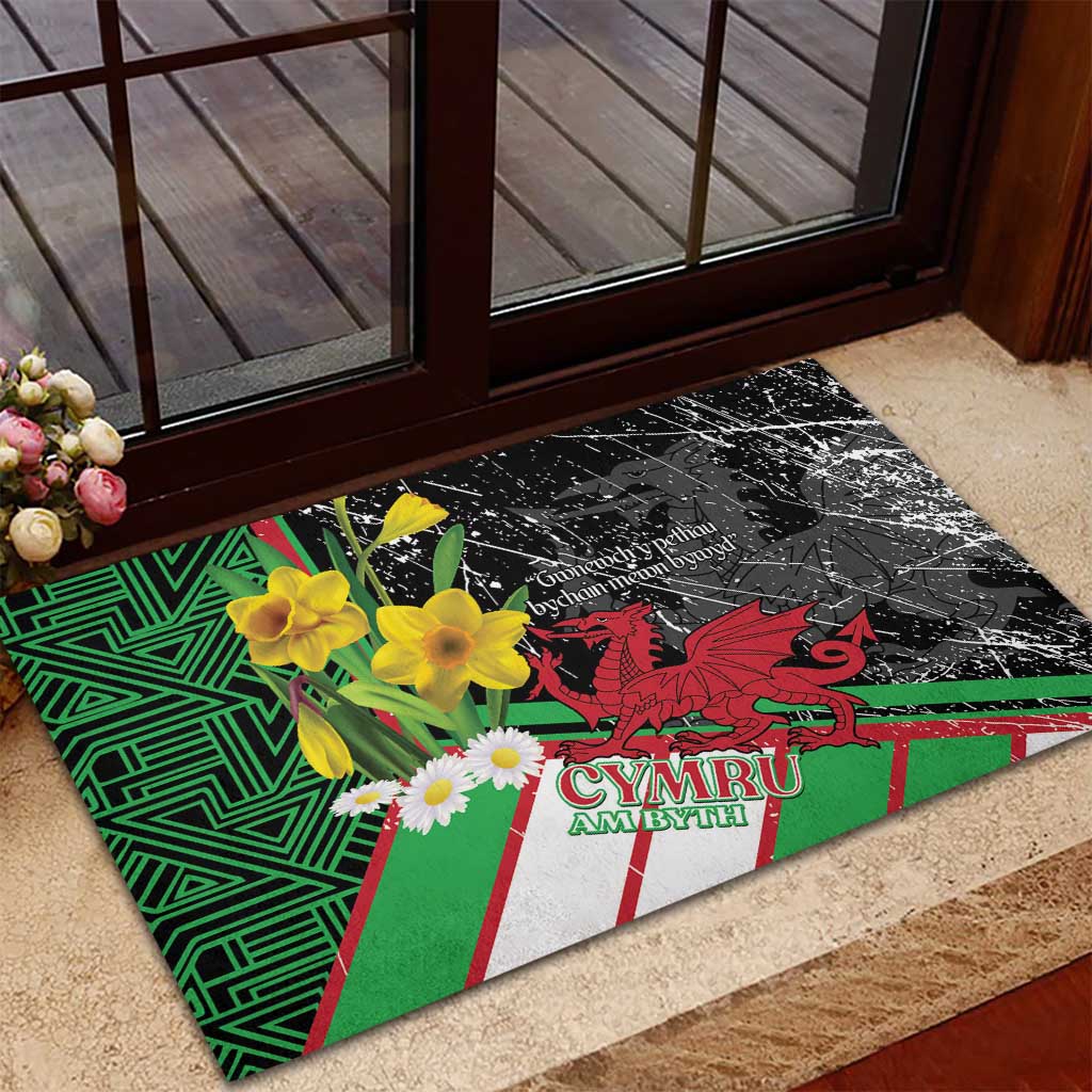 Wales Saint David's Day Rubber Doormat Cymru Am Byth Welsh Dragon - Wonder Print Shop