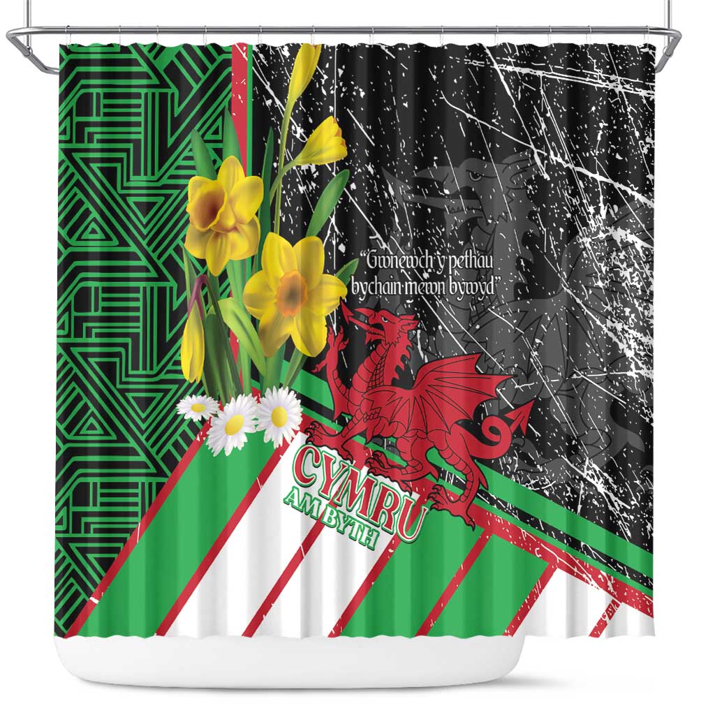 Wales Saint David's Day Shower Curtain Cymru Am Byth Welsh Dragon - Wonder Print Shop