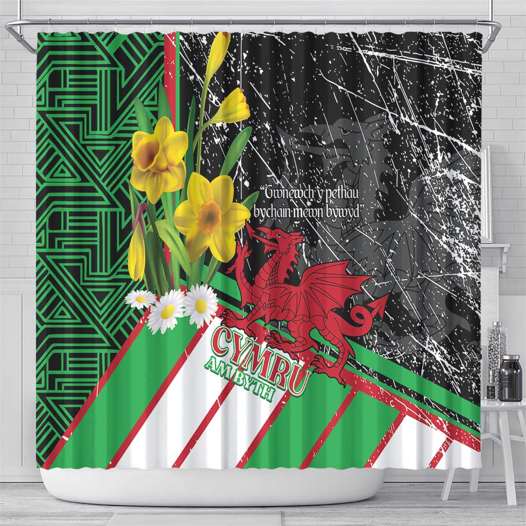 Wales Saint David's Day Shower Curtain Cymru Am Byth Welsh Dragon - Wonder Print Shop