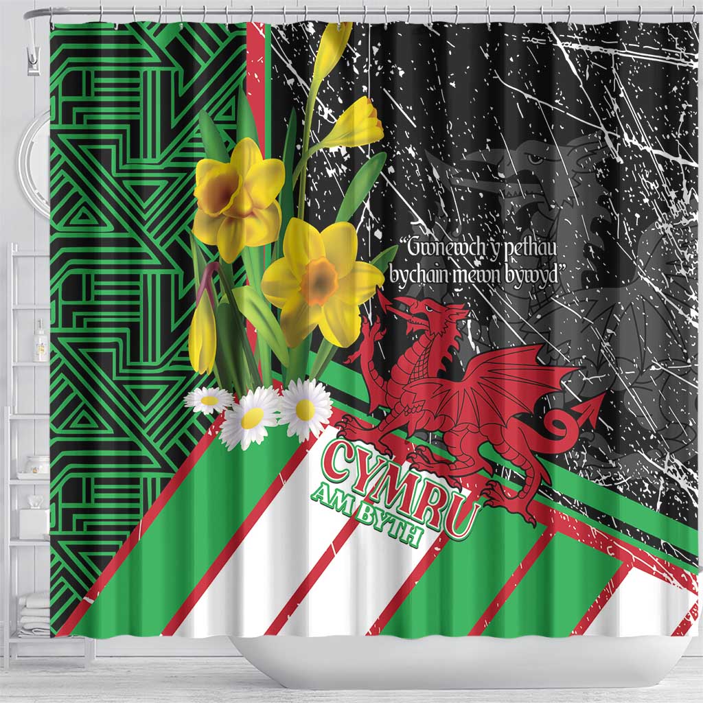 Wales Saint David's Day Shower Curtain Cymru Am Byth Welsh Dragon - Wonder Print Shop