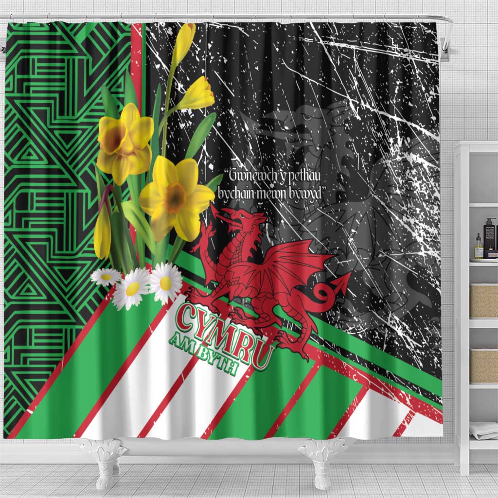 Wales Saint David's Day Shower Curtain Cymru Am Byth Welsh Dragon - Wonder Print Shop