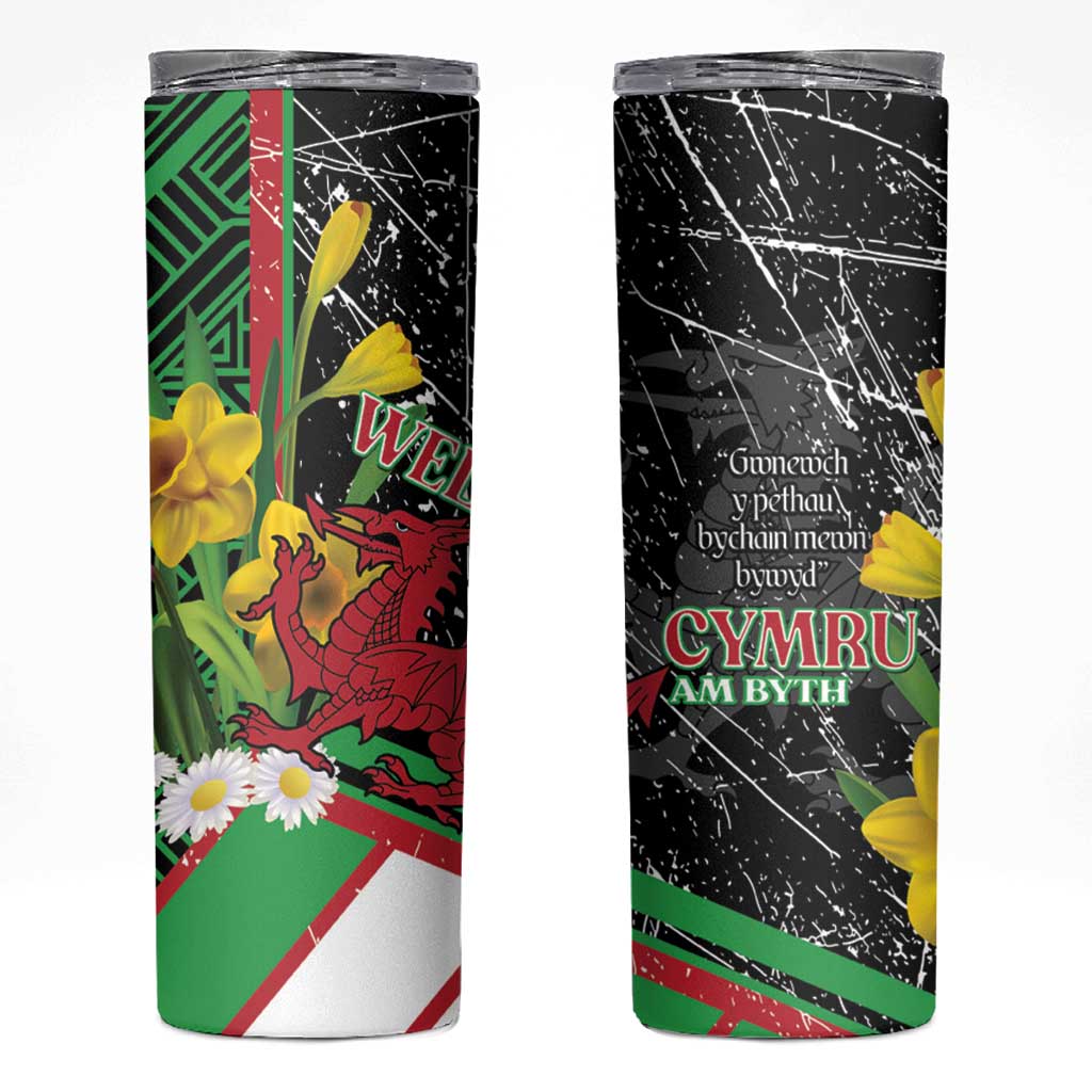 Wales Saint David's Day Skinny Tumbler Cymru Am Byth Welsh Dragon - Wonder Print Shop