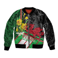 Wales Saint David's Day Sleeve Zip Bomber Jacket Cymru Am Byth Welsh Dragon - Wonder Print Shop