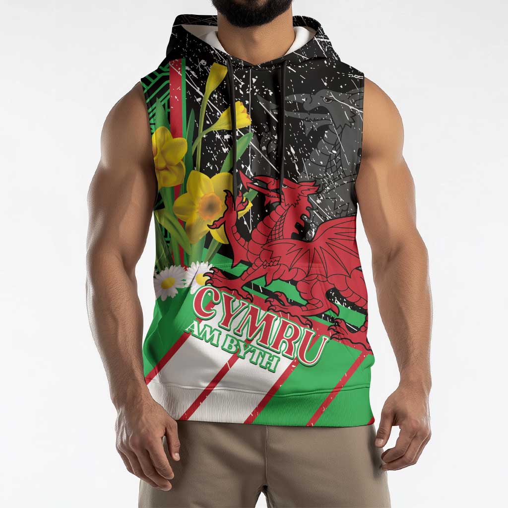 Wales Saint David's Day Sleeveless Hoodie Cymru Am Byth Welsh Dragon - Wonder Print Shop