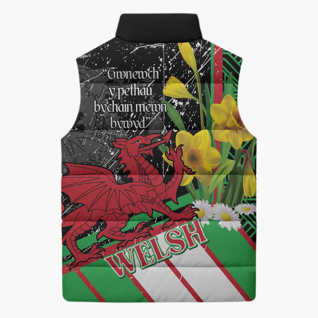 Wales Saint David's Day Sleeveless Puffer Jacket Cymru Am Byth Welsh Dragon - Wonder Print Shop