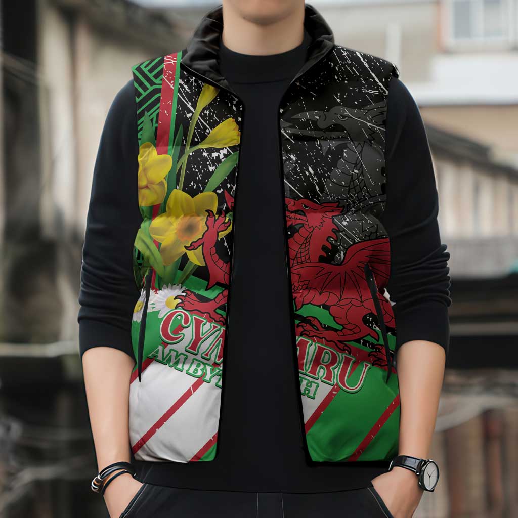 Wales Saint David's Day Sleeveless Puffer Jacket Cymru Am Byth Welsh Dragon - Wonder Print Shop