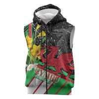 Wales Saint David's Day Sleeveless Zip Hoodie Cymru Am Byth Welsh Dragon - Wonder Print Shop