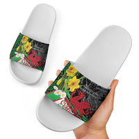 Wales Saint David's Day Slide Sandals Cymru Am Byth Welsh Dragon - Wonder Print Shop