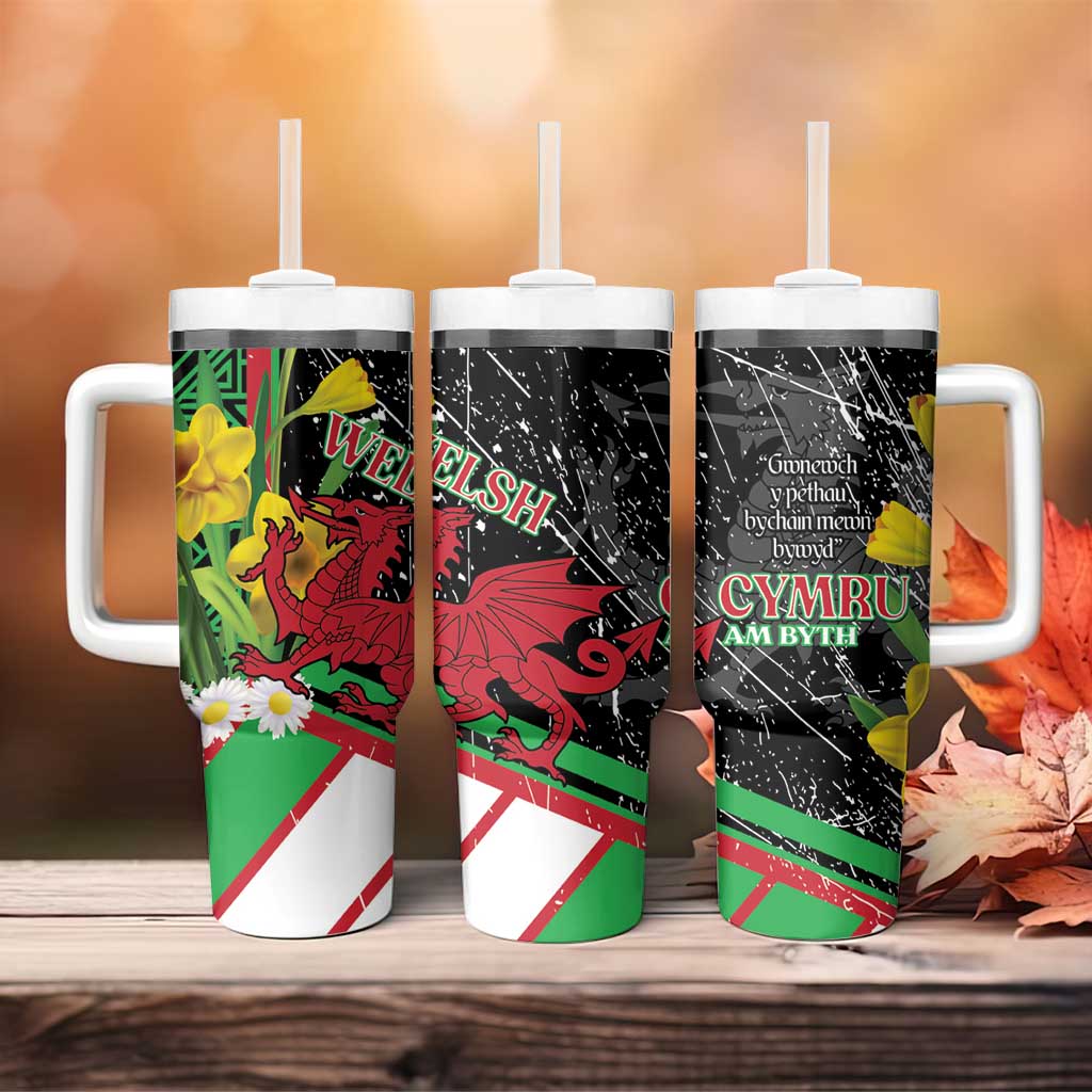 Wales Saint David's Day Tumbler With Handle Cymru Am Byth Welsh Dragon - Wonder Print Shop